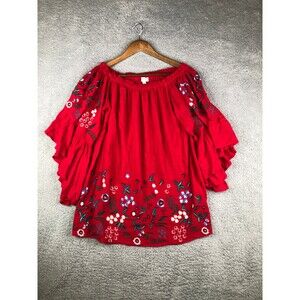UMGEE Embroidered ball sleeve blouse guaze sz Medium